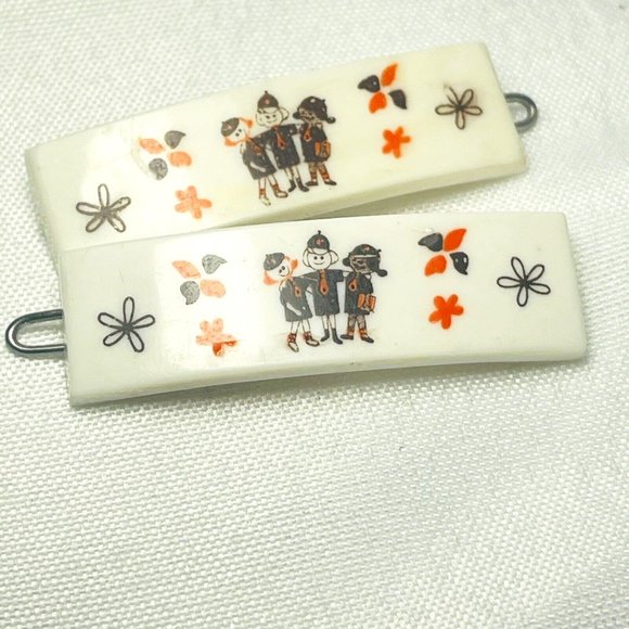 Other - Brownie Barrettes GSA Girl Scouts One Pair Vintage 1980s Hair Accessory 1.75”